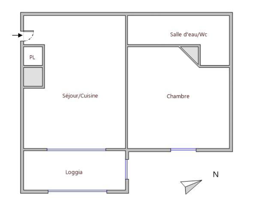 Appartement 2 pièces de 27 m2 avec parking